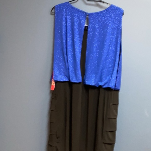 NWT ENFOCUS WOMAN SIZE 16 W COBALT BLUE GLITTER TOP BLACK SKIRT COCKTAIL DRESS - Picture 8 of 12